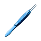 Harms-Tubingen Tying Forceps, Titanium, Straight, 6mm Tying Platform, Serrated Handle, Polished Finish, Overall Length 4" (101mm) ET1888 S